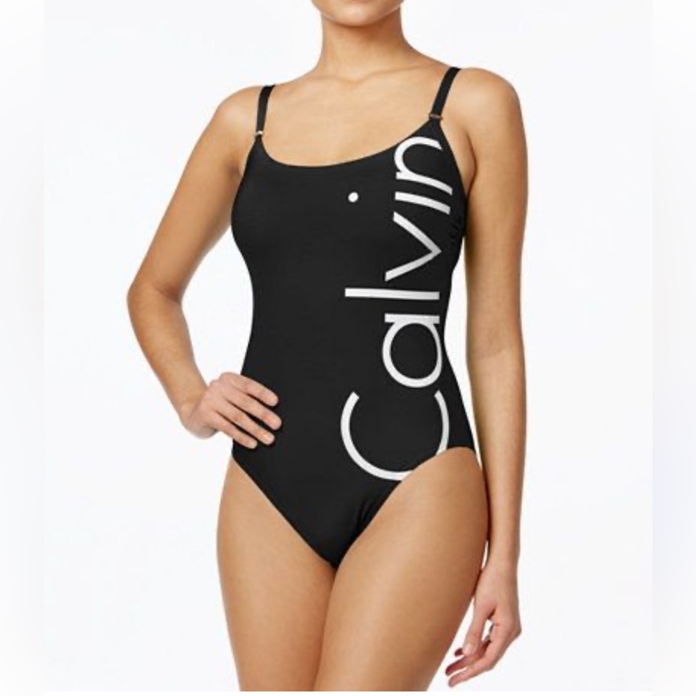 Calvin Klein Black One-Piece with Bold Logo size 12